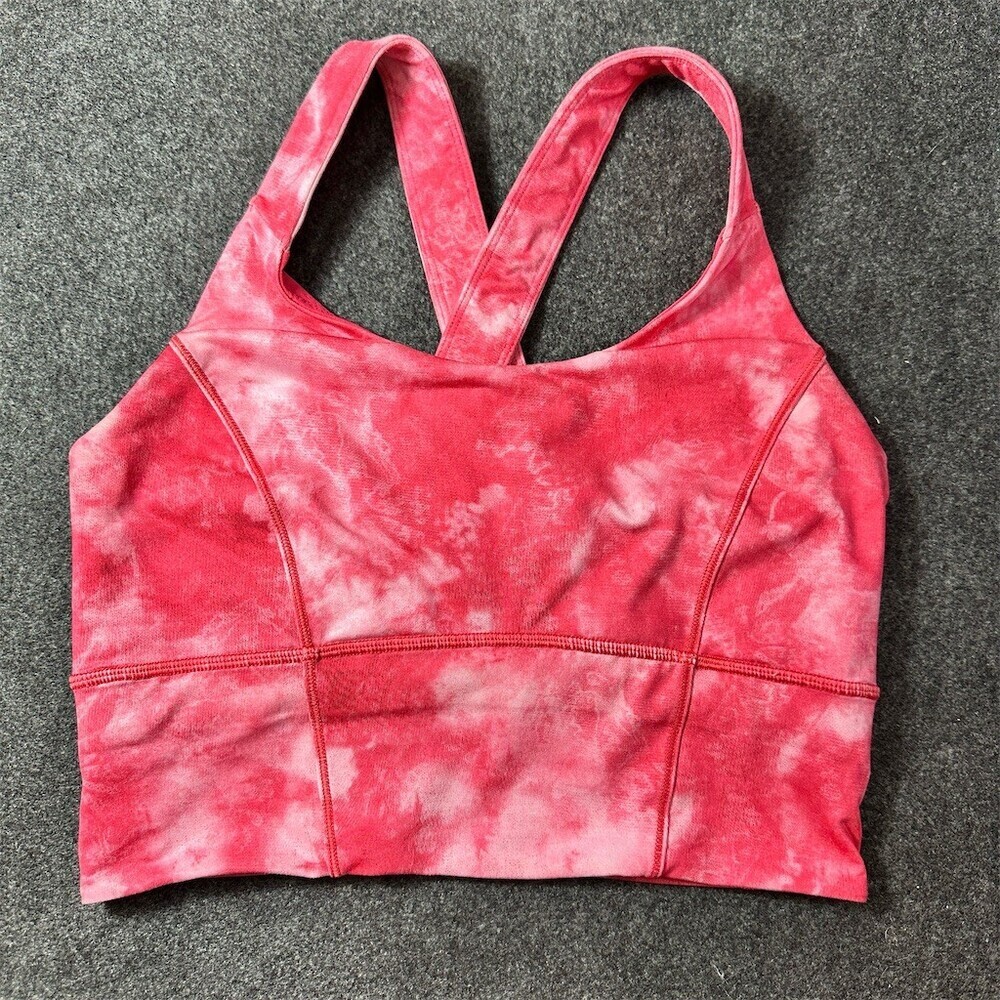 Lululemon Beat the Heat Bra Womens Size 8 Pink Tie Dye Crossback